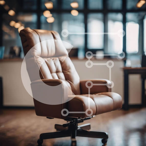 Intra Συλλεκτικό Ξύλινο Παζλ Plywood  4mm - Καφέ δερμάτινη καρέκλα γραφείου σε κενό χώρο γραφείου Σε Ξύλινο Κουτί - Διαστάσεις Puzzle: 10x10 cm – 25 κομμάτια