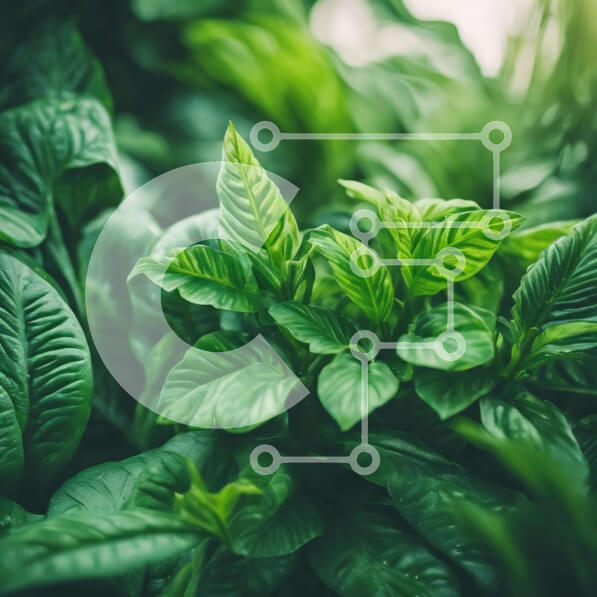 Intra Συλλεκτικό Ξύλινο Παζλ Plywood  4mm - Κοντινό πλάνο πράσινων φυτών: Βασιλικός και κόλιανδρος Σε Ξύλινο Κουτί - Διαστάσεις: 10x10 cm – 25 κομμάτια