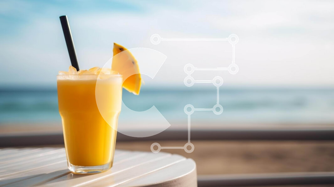 Intra Συλλεκτικό Ξύλινο Παζλ Plywood  4mm - Ποτήρι ποτό με γεύση πορτοκάλι δίπλα στην παραλία Σε Ξύλινο Κουτί - Διαστάσεις Puzzle: 10x10 cm – 25 κομμάτια