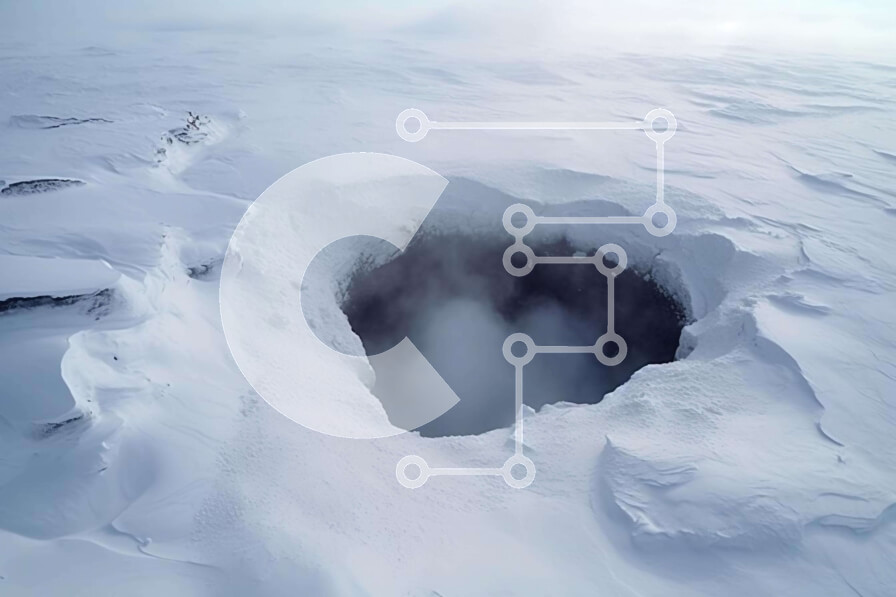 Intra Συλλεκτικό Ξύλινο Παζλ Plywood  4mm - Εναέρια άποψη της μεγάλης τρύπας χιονιού Σε Ξύλινο Κουτί - Διαστάσεις: 10x10 cm – 25 κομμάτια