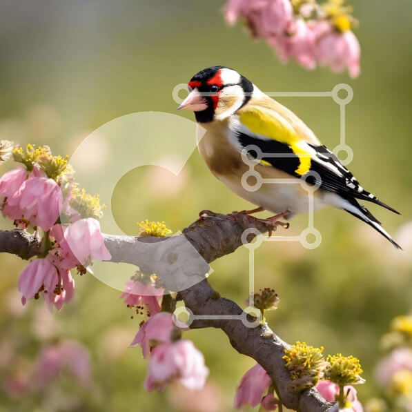 Intra Συλλεκτικό Ξύλινο Παζλ Plywood  4mm - Γοητευτικό πουλί σκαρφαλωμένο σε κλαδί ροζ λουλουδιών Σε Ξύλινο Κουτί - Διαστάσεις: 10x10 cm – 25 κομμάτια