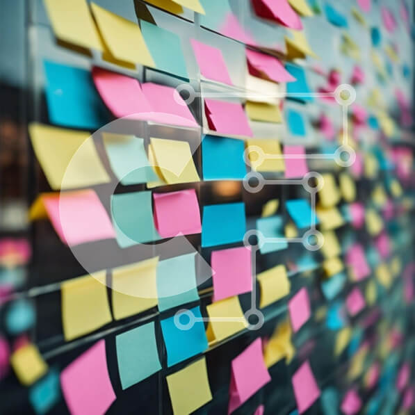 Intra Συλλεκτικό Ξύλινο Παζλ Plywood  4mm - Πολύχρωμες Post-It σημειώσεις σε έναν τοίχο Σε Ξύλινο Κουτί - Διαστάσεις Puzzle: 10x10 cm – 25 κομμάτια