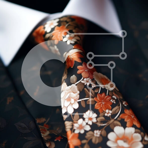 Σετ των 2 Intra Συλλεκτικό Ξύλινο Παζλ Plywood  4mm - Κοντινό πλάνο πορτοκαλί και μαύρο φλοράλ μοτίβο γραβάτας Σε Ξύλινο Κουτί - Διαστάσεις: 10x10 cm – 25 κομμάτια