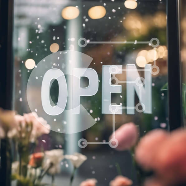 Intra Συλλεκτικό Ξύλινο Παζλ Plywood  4mm - Επαγγελματικό παράθυρο προβολής με λουλούδια και ανοιχτή πινακίδα Σε Ξύλινο Κουτί - Διαστάσεις Puzzle: 10x10 cm – 25 κομμάτια