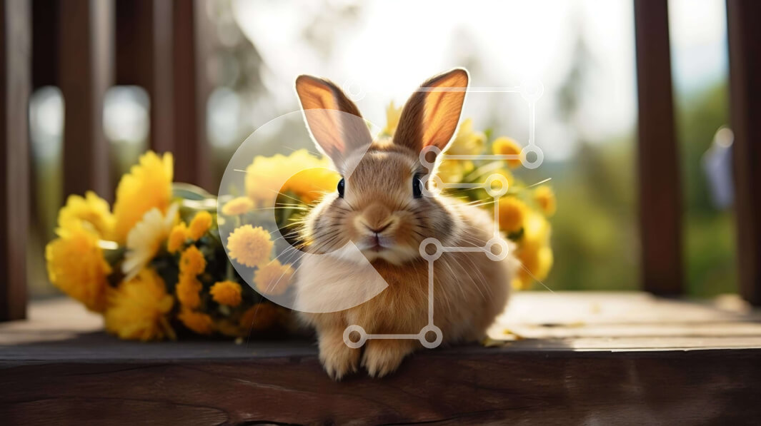 Intra Συλλεκτικό Ξύλινο Παζλ Plywood  4mm - Καφέ λαγουδάκι με κίτρινα λουλούδια στη φύση Σε Ξύλινο Κουτί - Διαστάσεις: 10x10 cm – 25 κομμάτια