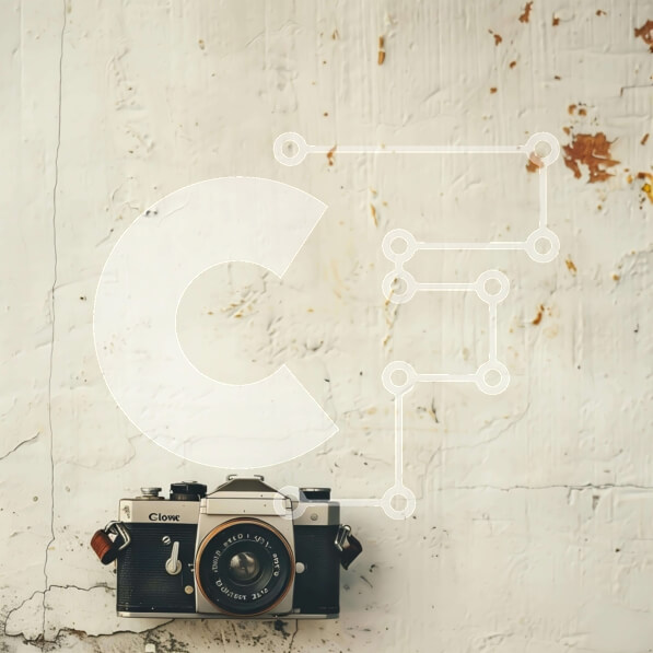 Intra Συλλεκτικό Ξύλινο Παζλ Plywood  4mm - Vintage παλιά κάμερα σε λευκό τοίχο Σε Ξύλινο Κουτί - Διαστάσεις: 10x10 cm – 25 κομμάτια