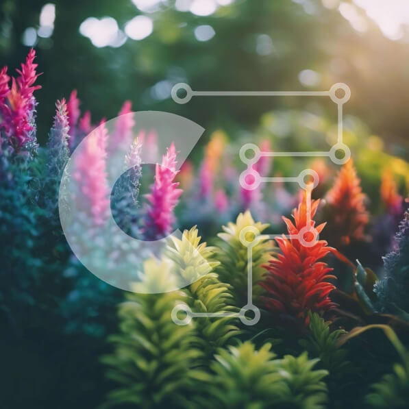 Intra Συλλεκτικό Ξύλινο Παζλ Plywood  4mm - Πολύχρωμα λουλούδια στον κήπο με το φως του ήλιου Σε Ξύλινο Κουτί - Διαστάσεις: 10x10 cm – 25 κομμάτια