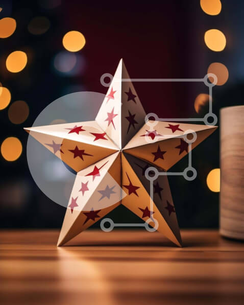 Intra Συλλεκτικό Ξύλινο Παζλ Plywood  4mm - Γιορτινή διακόσμηση σε σχήμα αστεριού Σε Ξύλινο Κουτί - Διαστάσεις Puzzle: 10x10 cm – 25 κομμάτια