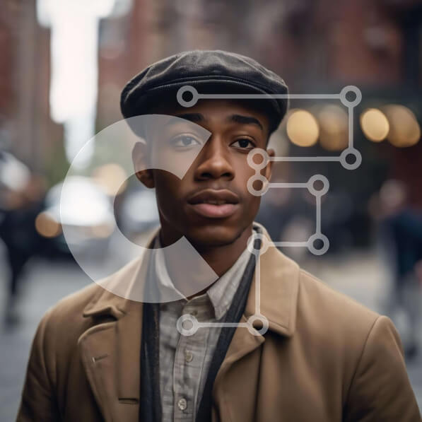 Intra Συλλεκτικό Ξύλινο Παζλ Plywood  4mm - Άνδρας με καφέ ρούχα στην Urban Street Σε Ξύλινο Κουτί - Διαστάσεις Puzzle: 10x10 cm – 25 κομμάτια