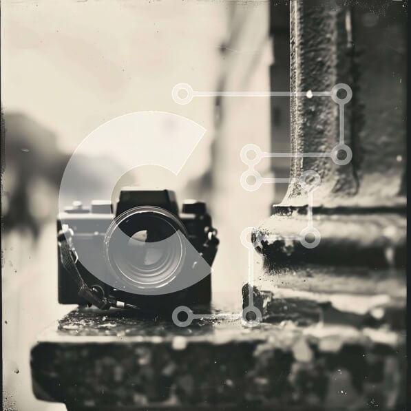 Intra Συλλεκτικό Ξύλινο Παζλ Plywood  4mm - Vintage ασπρόμαυρη φωτογραφία μιας παλιάς κάμερας Σε Ξύλινο Κουτί - Διαστάσεις: 10x10 cm – 25 κομμάτια