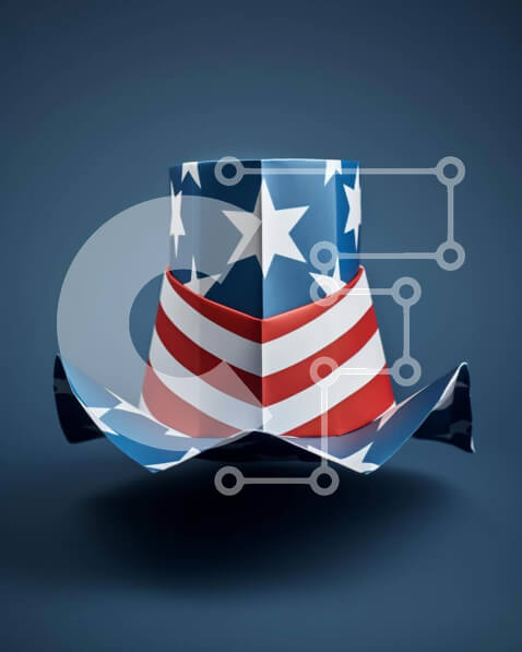 Intra Συλλεκτικό Ξύλινο Παζλ Plywood  4mm - Καπέλο με σχέδιο αμερικανικής σημαίας Σε Ξύλινο Κουτί - Διαστάσεις: 10x10 cm – 25 κομμάτια