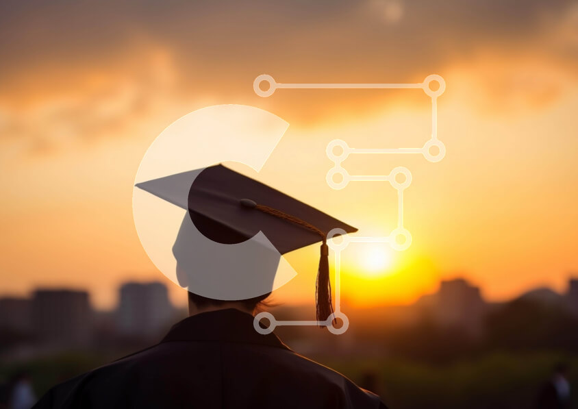 Intra Συλλεκτικό Ξύλινο Παζλ Plywood  4mm - Σκηνή αποφοίτησης με το ηλιοβασίλεμα Σε Ξύλινο Κουτί - Διαστάσεις Puzzle: 10x10 cm – 25 κομμάτια