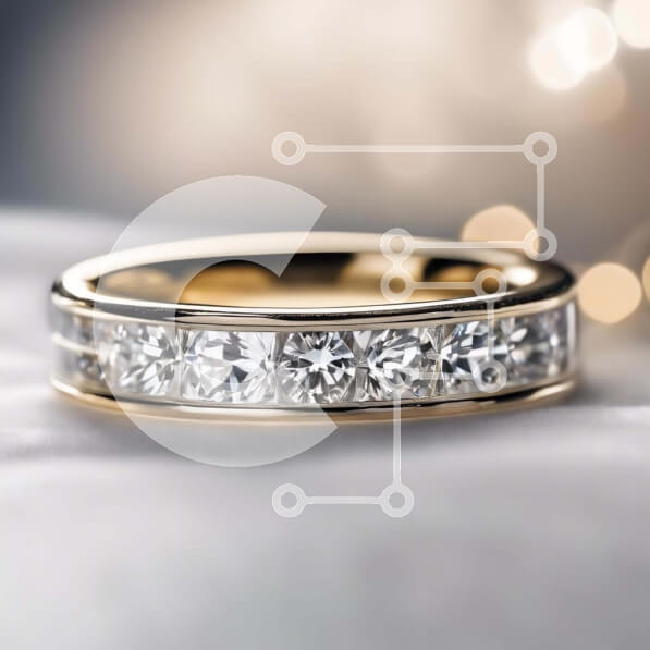 Σετ των 2 Intra Συλλεκτικό Ξύλινο Παζλ Plywood  4mm - Κίτρινο χρυσό γαμήλιο λουρί με διαμάντια σε λευκό φόντο Σε Ξύλινο Κουτί - Διαστάσεις: 10x10 cm – 25 κομμάτια