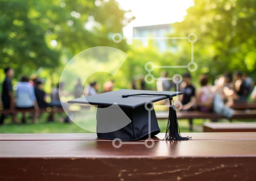 Intra Συλλεκτικό Ξύλινο Παζλ Plywood  4mm - Καπάκι αποφοίτησης στον πάγκο του πάρκου Σε Ξύλινο Κουτί - Διαστάσεις Puzzle: 10x10 cm – 25 κομμάτια