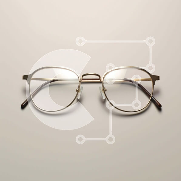 Intra Συλλεκτικό Ξύλινο Παζλ Plywood  4mm - Γυαλιά οράσεως σε χρυσό χρώμα σε υπόλευκο φόντο Σε Ξύλινο Κουτί - Διαστάσεις: 10x10 cm – 25 κομμάτια