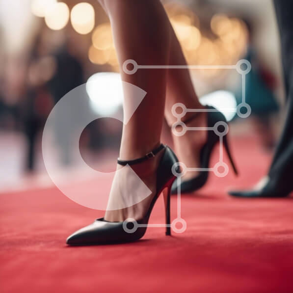 Σετ των 2 Intra Συλλεκτικό Ξύλινο Παζλ Plywood  4mm - Μαύρα ψηλοτάκουνα παπούτσια στο κόκκινο χαλί σε εκδήλωση Σε Ξύλινο Κουτί - Διαστάσεις: 10x10 cm – 25 κομμάτια