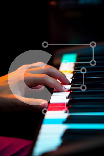 Intra Συλλεκτικό Ξύλινο Παζλ Plywood  4mm - Πολύχρωμο πληκτρολόγιο πιάνου με πολλούς παίκτες Σε Ξύλινο Κουτί - Διαστάσεις Puzzle: 10x10 cm – 25 κομμάτια