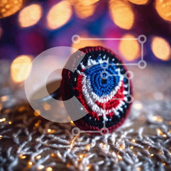 Σετ των 2 Intra Συλλεκτικό Ξύλινο Παζλ Plywood  4mm - Κόκκινο, λευκό και μπλε κροσέ μανικετόκουμπα σε περίτεχνο τραπεζομάντιλο Σε Ξύλινο Κουτί - Διαστάσεις: 10x10 cm – 25 κομμάτια