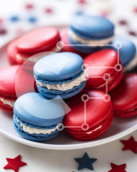 Σετ των 2 Intra Συλλεκτικό Ξύλινο Παζλ Plywood  4mm - Κόκκινα, λευκά και μπλε αμυγδαλωτά στο Patriotic Plate Σε Ξύλινο Κουτί - Διαστάσεις: 10x10 cm – 25 κομμάτια