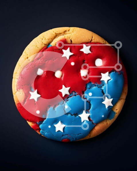 Σετ των 2 Intra Συλλεκτικό Ξύλινο Παζλ Plywood  4mm - Πατριωτικό μπισκότο 4ης ​​Ιουλίου με Κόκκινο, Λευκό και Μπλε Frosting και Ψεκασμοί Σε Ξύλινο Κουτί - Διαστάσεις: 10x10 cm – 25 κομμάτια