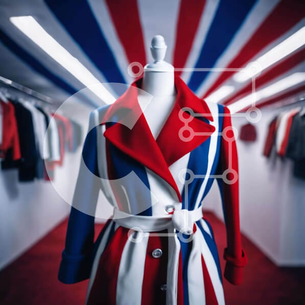 Σετ των 2 Intra Συλλεκτικό Ξύλινο Παζλ Plywood  4mm - Κομψή οθόνη μανεκέν σε κόκκινο, λευκό και μπλε παλτό Σε Ξύλινο Κουτί - Διαστάσεις: 10x10 cm – 25 κομμάτια