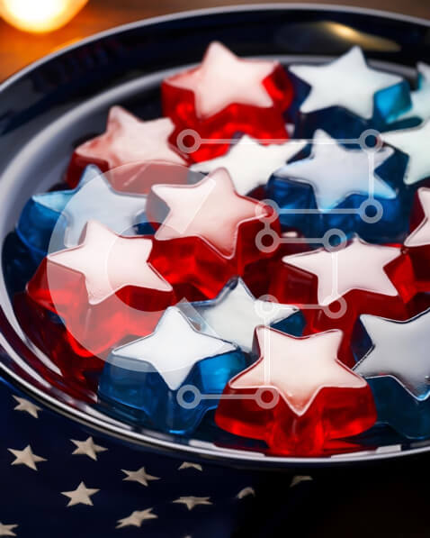 Intra Συλλεκτικό Ξύλινο Παζλ Plywood  4mm - Πατριωτική αμερικανική σημαία και σε σχήμα αστεριού Gummy Bears Σε Ξύλινο Κουτί - Διαστάσεις: 10x10 cm – 25 κομμάτια