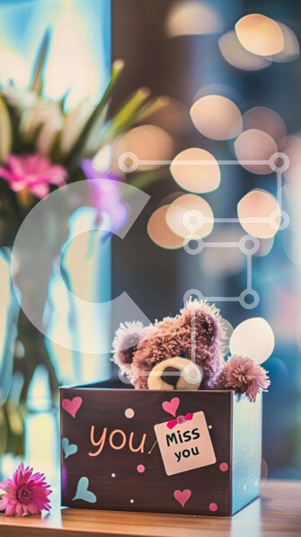 Intra Συλλεκτικό Ξύλινο Παζλ Plywood  4mm - Εγκάρδια χειρονομία αρκουδάκι με σημείωμα "Miss You". Σε Ξύλινο Κουτί - Διαστάσεις Puzzle: 10x10 cm – 25 κομμάτια