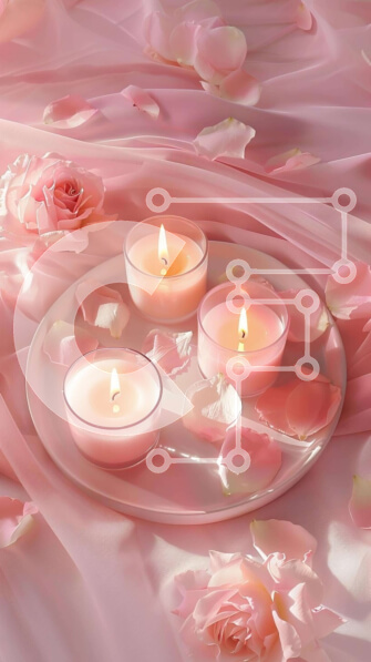 Intra Συλλεκτικό Ξύλινο Παζλ Plywood  4mm - Αναμμένα κεριά σε ροζ ροδοπέταλα Σε Ξύλινο Κουτί - Διαστάσεις Puzzle: 10x10 cm – 25 κομμάτια