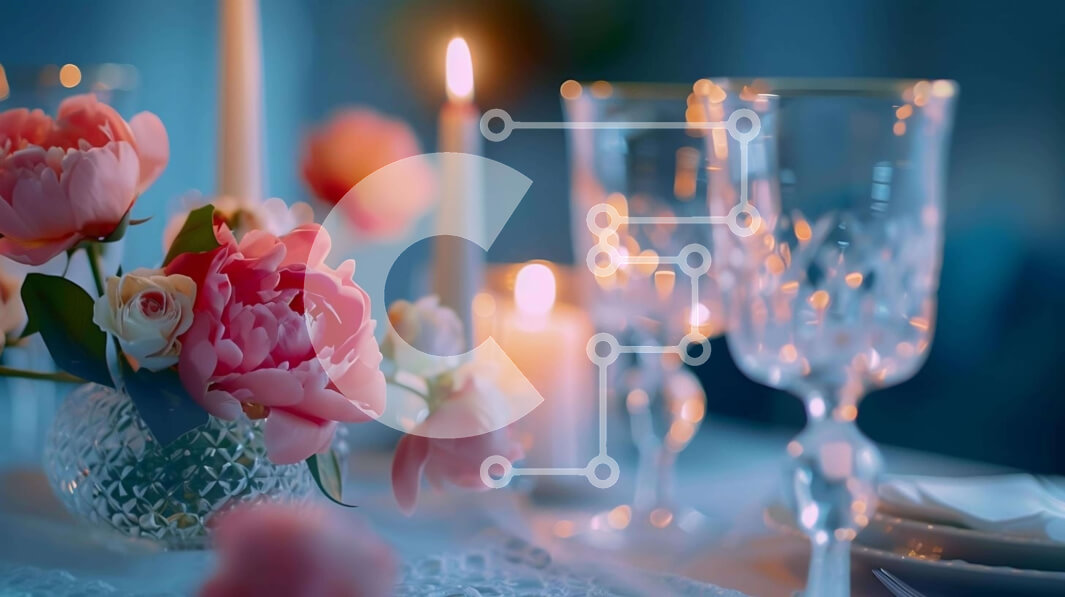 Σετ των 2 Intra Συλλεκτικό Ξύλινο Παζλ Plywood  4mm - Πολυτελές σκηνικό τραπεζαρίας με ροζ λουλούδια και κεριά Σε Ξύλινο Κουτί - Διαστάσεις: 10x10 cm – 25 κομμάτια