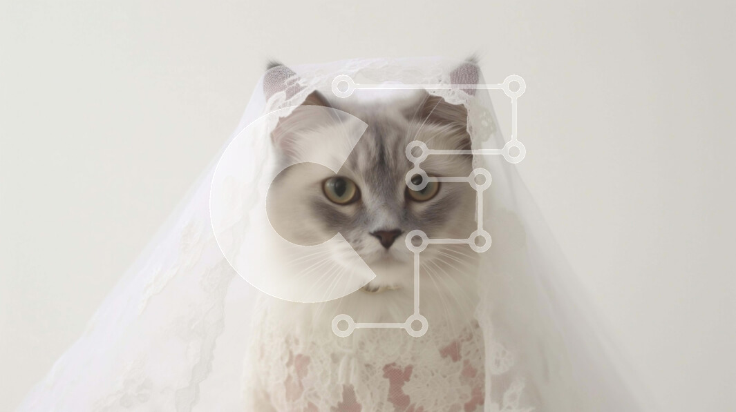 Intra Συλλεκτικό Ξύλινο Παζλ Plywood  4mm - Γκρι και λευκή γάτα με κομψό πέπλο γάμου Σε Ξύλινο Κουτί - Διαστάσεις Puzzle: 10x10 cm – 25 κομμάτια