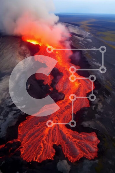 Σετ των 2 Intra Συλλεκτικό Ξύλινο Παζλ Plywood  4mm - Εναέρια άποψη της ροής λάβας Σε Ξύλινο Κουτί - Διαστάσεις: 10x10 cm – 25 κομμάτια