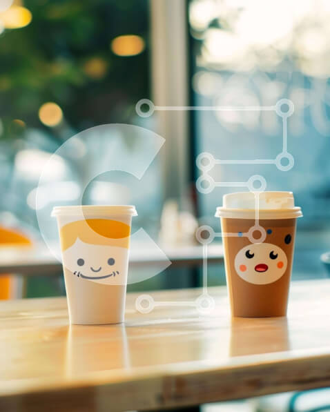 Σετ των 2 Intra Συλλεκτικό Ξύλινο Παζλ Plywood  4mm - Παιχνιδιάρικα φλιτζάνια καφέ σε ξύλινο τραπέζι Σε Ξύλινο Κουτί - Διαστάσεις: 10x10 cm – 25 κομμάτια