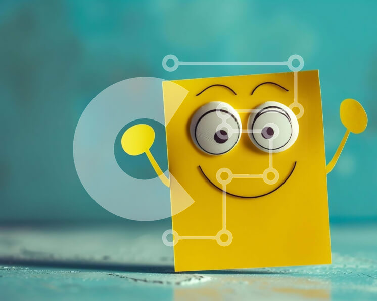 Intra Συλλεκτικό Ξύλινο Παζλ Plywood  4mm - Χαρτί διασκεδαστικό χαμογελαστό πρόσωπο σε μπλε φόντο Σε Ξύλινο Κουτί - Διαστάσεις: 10x10 cm – 25 κομμάτια