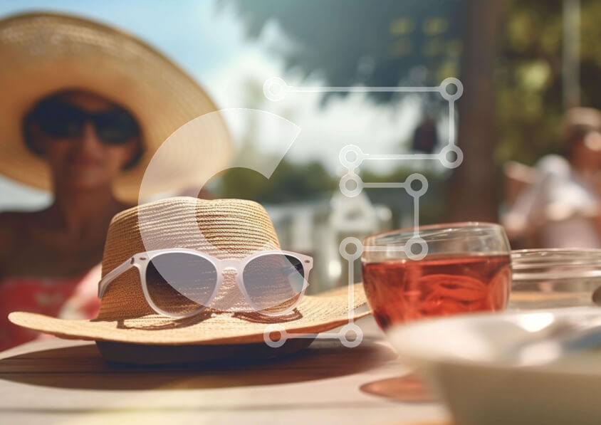 Intra Συλλεκτικό Ξύλινο Παζλ Plywood  4mm - Γυναίκα στο υπαίθριο τραπέζι εστιατορίου Σε Ξύλινο Κουτί - Διαστάσεις Puzzle: 10x10 cm – 25 κομμάτια