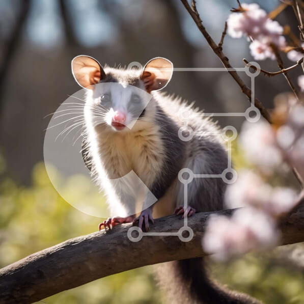 Intra Συλλεκτικό Ξύλινο Παζλ Plywood  4mm - Γκρι και λευκό ποσσού σε κλαδί δέντρου με ροζ λουλούδια Σε Ξύλινο Κουτί - Διαστάσεις: 10x10 cm – 25 κομμάτια