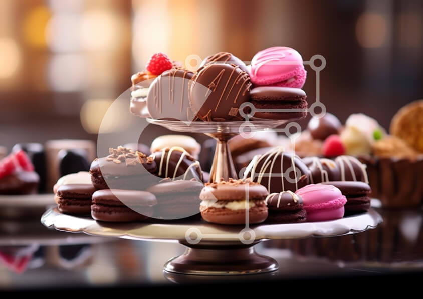 Σετ των 2 Intra Συλλεκτικό Ξύλινο Παζλ Plywood  4mm - Επίδειξη τριών επιπέδων με διάφορα επιδόρπια Σε Ξύλινο Κουτί - Διαστάσεις: 10x10 cm – 25 κομμάτια