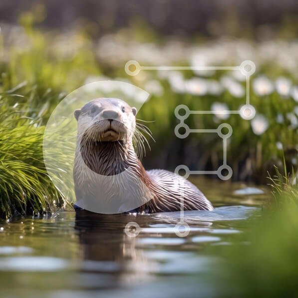 Intra Συλλεκτικό Ξύλινο Παζλ Plywood  4mm - Μικρή βίδρα στο νερό Σε Ξύλινο Κουτί - Διαστάσεις: 10x10 cm – 25 κομμάτια