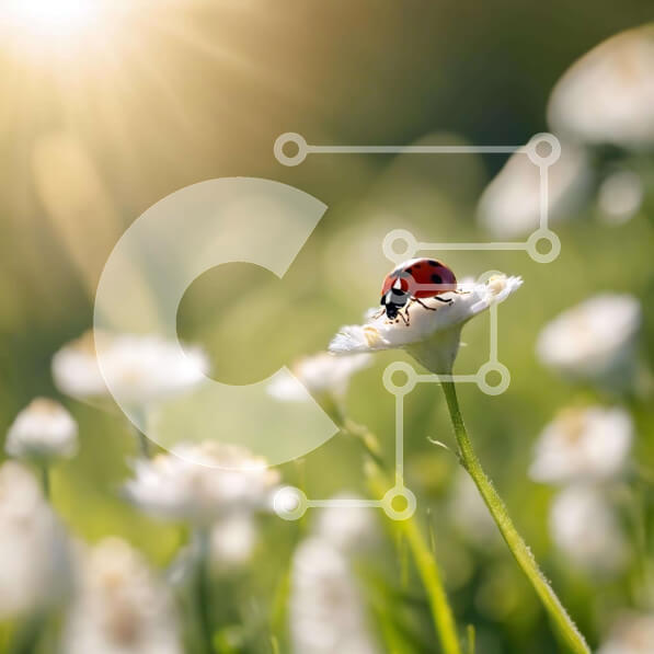 Intra Συλλεκτικό Ξύλινο Παζλ Plywood  4mm - Πασχαλίτσα στα λευκά λουλούδια μαργαρίτας με τον ήλιο Σε Ξύλινο Κουτί - Διαστάσεις: 10x10 cm – 25 κομμάτια