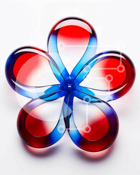 Σετ των 2 Intra Συλλεκτικό Ξύλινο Παζλ Plywood  4mm - Κόκκινο, μπλε και λευκό αντικείμενο σε σχήμα λουλουδιού Σε Ξύλινο Κουτί - Διαστάσεις: 10x10 cm – 25 κομμάτια