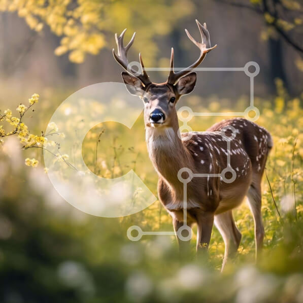 Intra Συλλεκτικό Ξύλινο Παζλ Plywood  4mm - Majestic Deer στο Grassy Field Σε Ξύλινο Κουτί - Διαστάσεις: 10x10 cm – 25 κομμάτια