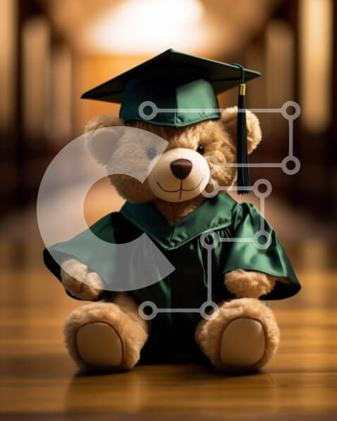 Intra Συλλεκτικό Ξύλινο Παζλ Plywood  4mm - Teddy Bear με καπέλο και φόρεμα αποφοίτησης Σε Ξύλινο Κουτί - Διαστάσεις Puzzle: 10x10 cm – 25 κομμάτια