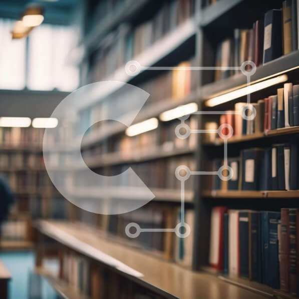 Intra Συλλεκτικό Ξύλινο Παζλ Plywood  4mm - Άδεια βιβλιοθήκη με άτομα που περιηγούνται σε βιβλία Σε Ξύλινο Κουτί - Διαστάσεις Puzzle: 10x10 cm – 25 κομμάτια