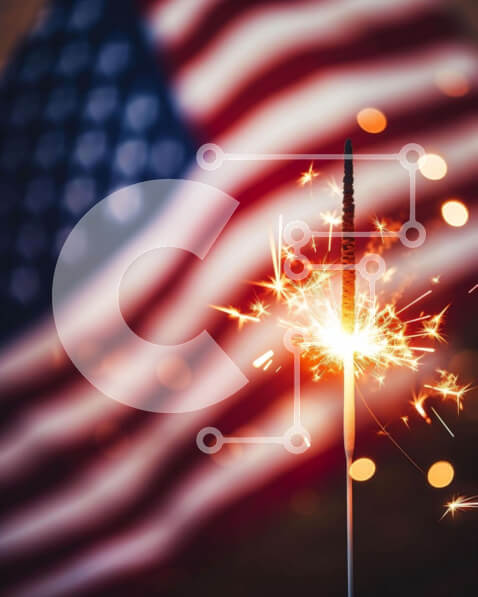 Intra Συλλεκτικό Ξύλινο Παζλ Plywood  4mm - Πατριωτικό Sparkler και αμερικανική σημαία Σε Ξύλινο Κουτί - Διαστάσεις: 10x10 cm – 25 κομμάτια