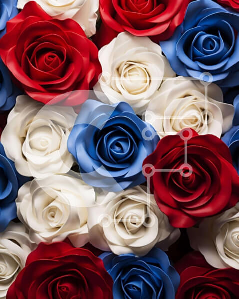 Intra Συλλεκτικό Ξύλινο Παζλ Plywood  4mm - Πατριωτικό μπουκέτο λουλουδιών 4ης Ιουλίου Σε Ξύλινο Κουτί - Διαστάσεις: 10x10 cm – 25 κομμάτια