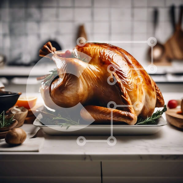 Σετ των 2 Intra Συλλεκτικό Ξύλινο Παζλ Plywood  4mm - Γαλοπούλα των Ευχαριστιών στον πάγκο της κουζίνας με μαγειρικά σκεύη Σε Ξύλινο Κουτί - Διαστάσεις: 10x10 cm – 25 κομμάτια