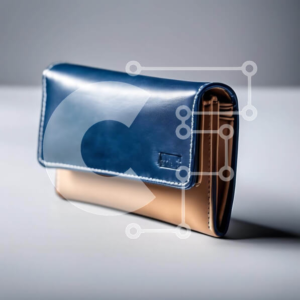 Intra Συλλεκτικό Ξύλινο Παζλ Plywood  4mm - Μπλε και μαύρισμα δερμάτινο πορτοφόλι σε λευκή επιφάνεια Σε Ξύλινο Κουτί - Διαστάσεις: 10x10 cm – 25 κομμάτια