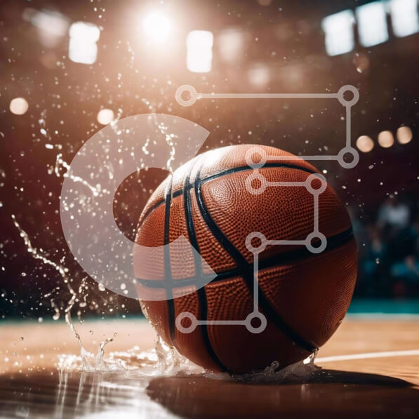 Intra Συλλεκτικό Ξύλινο Παζλ Plywood  4mm - Μπάλα μπάσκετ στο κλειστό γήπεδο με θεατές Σε Ξύλινο Κουτί - Διαστάσεις Puzzle: 10x10 cm – 25 κομμάτια