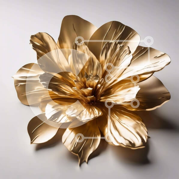 Intra Συλλεκτικό Ξύλινο Παζλ Plywood  4mm - Χρυσό γλυπτό λουλουδιών σε λευκή επιφάνεια Σε Ξύλινο Κουτί - Διαστάσεις: 10x10 cm – 25 κομμάτια