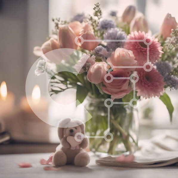 Σετ των 2 Intra Συλλεκτικό Ξύλινο Παζλ Plywood  4mm - Ρομαντικό τραπέζι με λουλούδια, αρκουδάκι και κερί Σε Ξύλινο Κουτί - Διαστάσεις: 10x10 cm – 25 κομμάτια