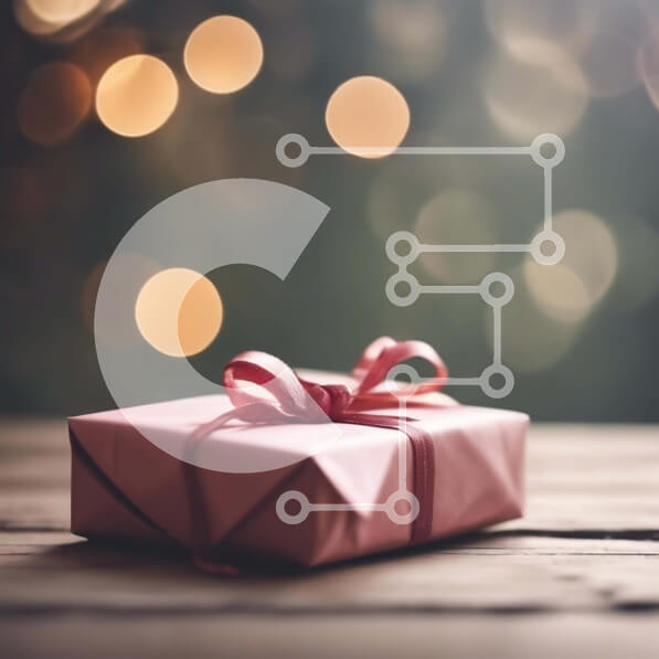 Intra Συλλεκτικό Ξύλινο Παζλ Plywood  4mm - Εορταστικό ροζ κουτί δώρου με κόκκινες κορδέλες και φωτάκια Σε Ξύλινο Κουτί - Διαστάσεις: 10x10 cm – 25 κομμάτια